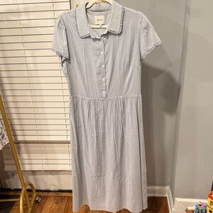 21. Reformation Striped Blue Button-Up Dress